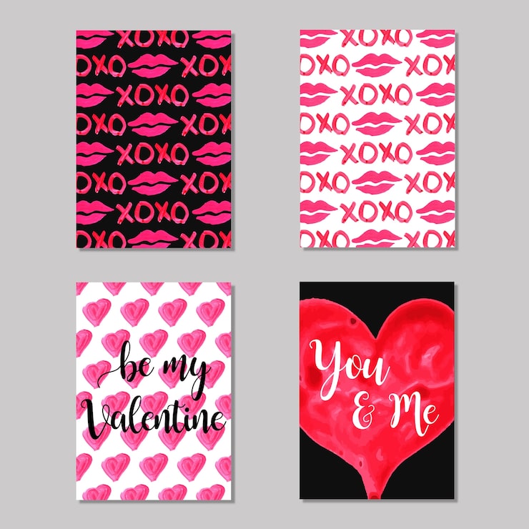 Vector Gratis koleksi kartu valentine cat air