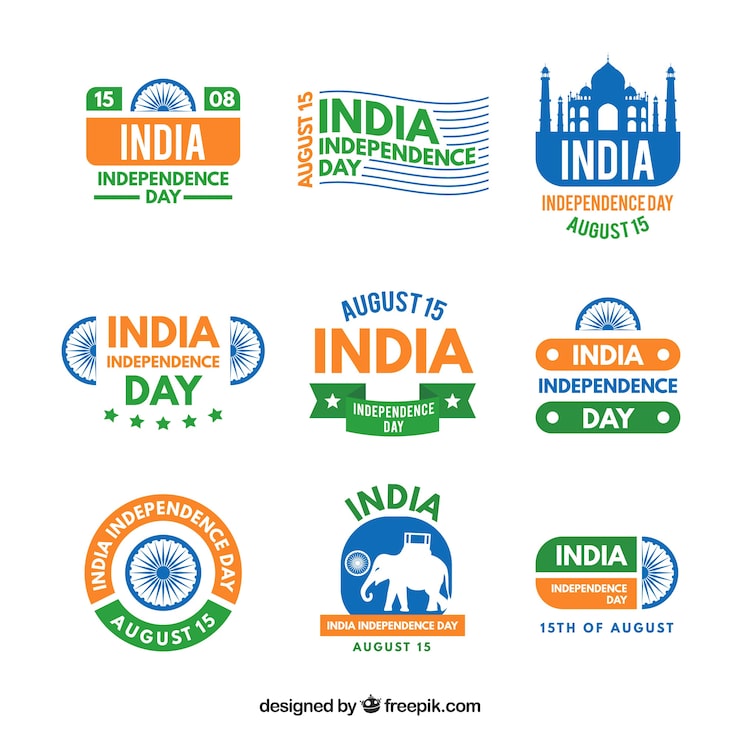 Vector Gratis koleksi label hari kemerdekaan india