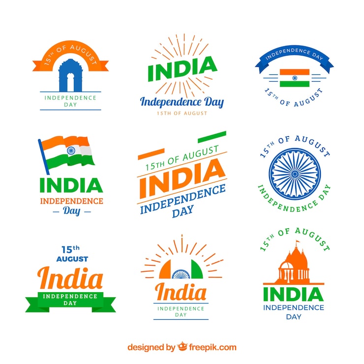Vector Gratis koleksi label untuk hari kemerdekaan india