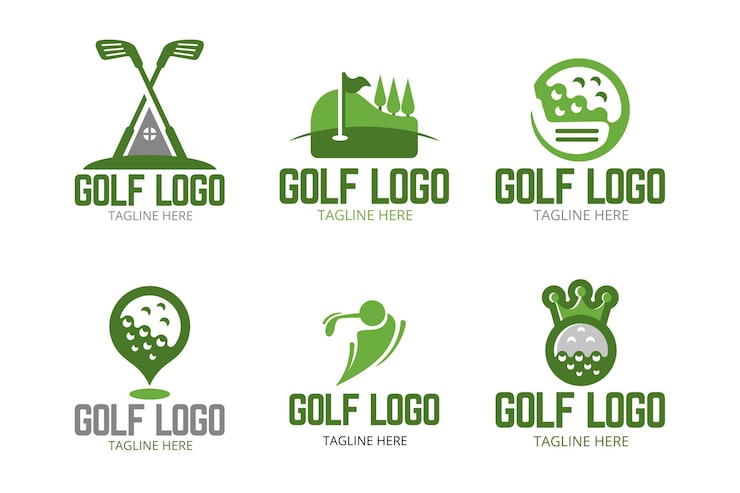 Vector Gratis koleksi logo golf dalam desain datar