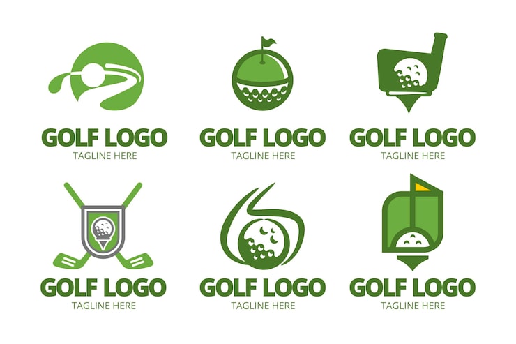 Vector Gratis koleksi logo golf dalam desain datar