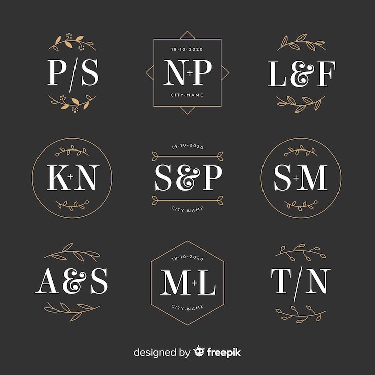 Vector Gratis koleksi templat logo monogram pernikahan