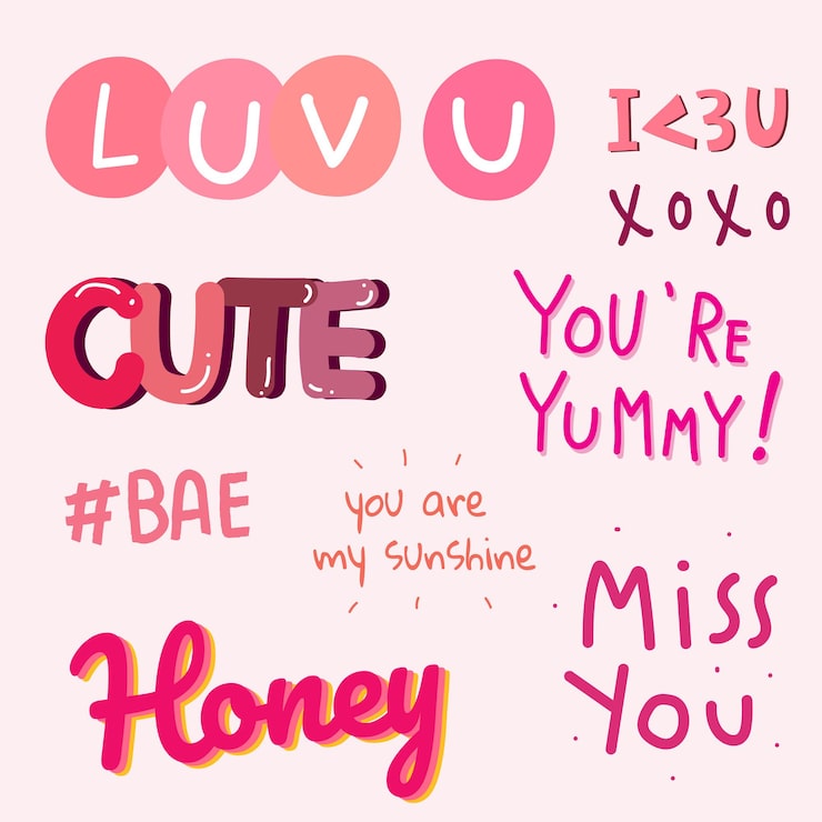 Vector Gratis koleksi tipografi hari valentine