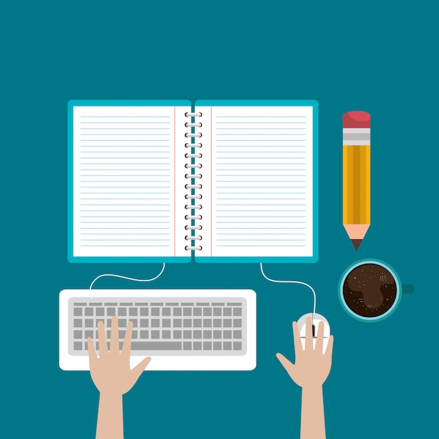 Vector Gratis komputer desktop dengan e-learning mudah
