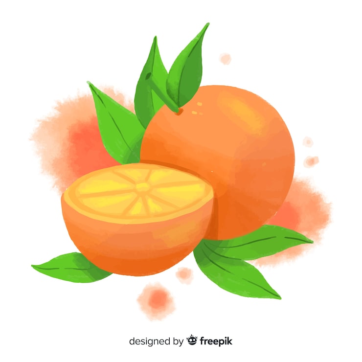 Vector Gratis latar belakang buah cat air dengan jeruk