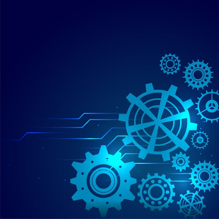 Vector Gratis latar belakang gerakan roda gigi teknologi dengan ruang teks