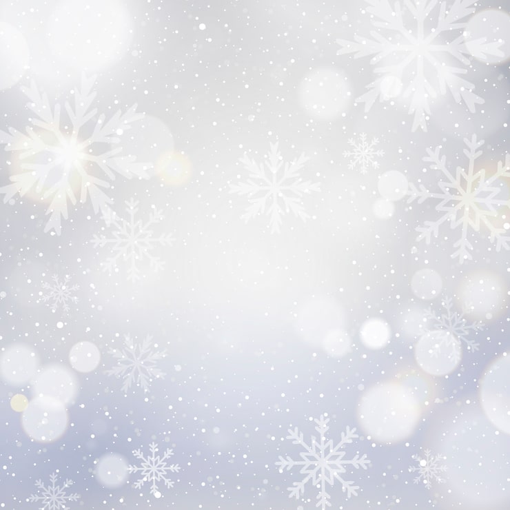 Vector Gratis latar belakang natal putih dengan bokeh dan kepingan salju