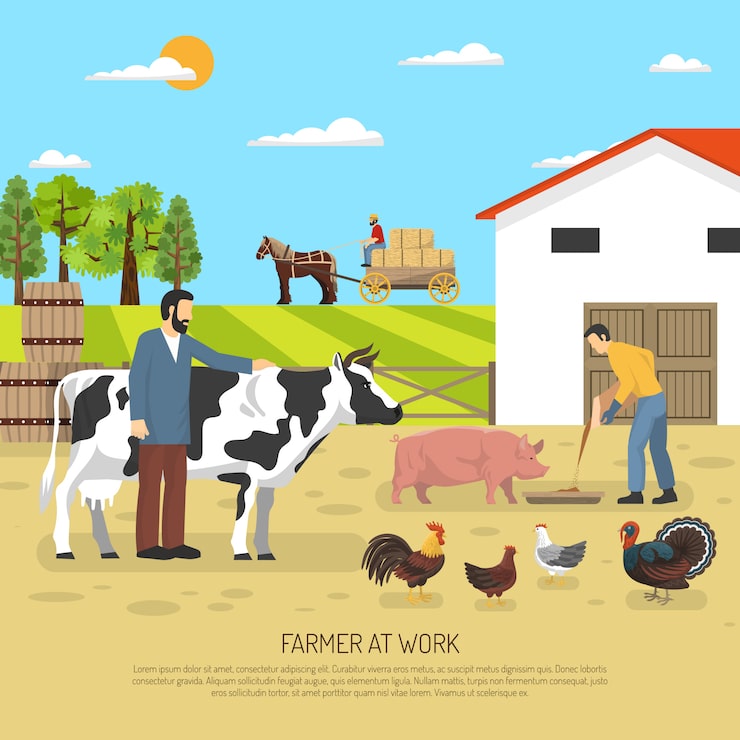 Vector Gratis latar belakang petani bekerja