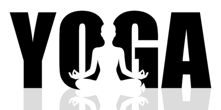 Vector Gratis latar belakang yoga minimal dengan siluet wanita dalam pose duduk
