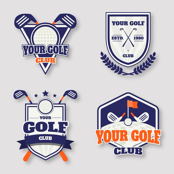 Vector Gratis logo golf desain datar yang digambar tangan