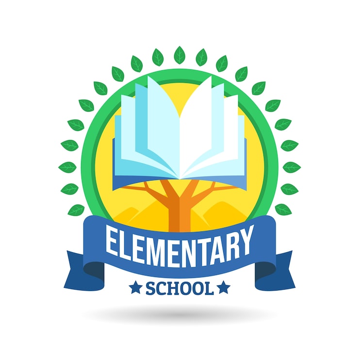 Vector Gratis logo sekolah dasar buku yang digambar tangan