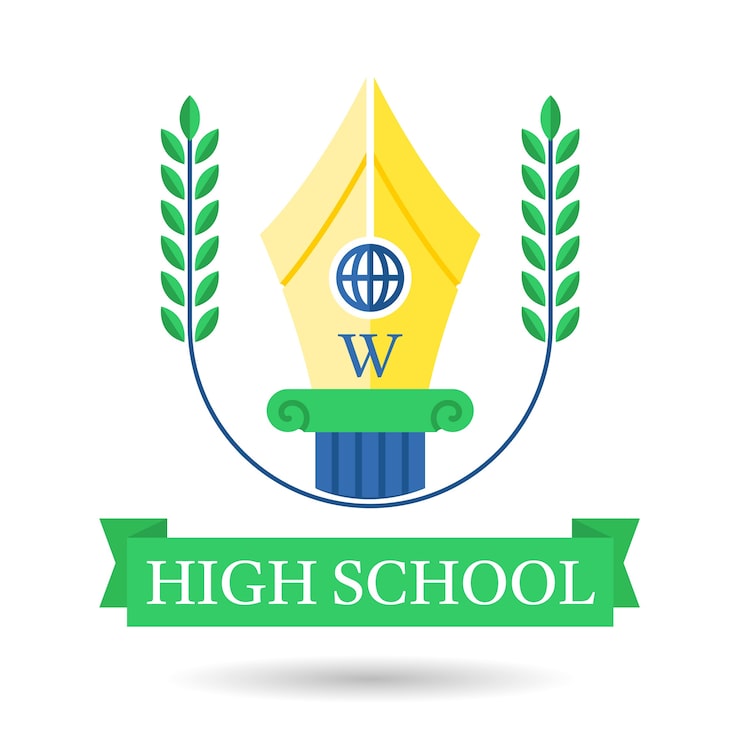 Vector Gratis logo sekolah menengah pena yang digambar tangan