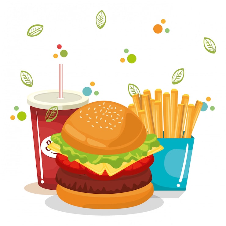 Vector Gratis menu makanan cepat saji lezat