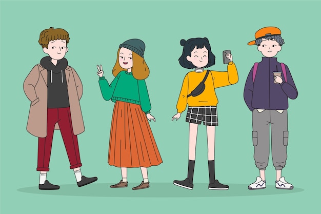 Vector Gratis mode anak muda korea