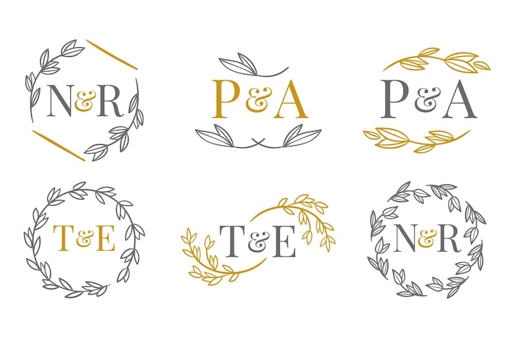Vector Gratis monogram pernikahan elegan