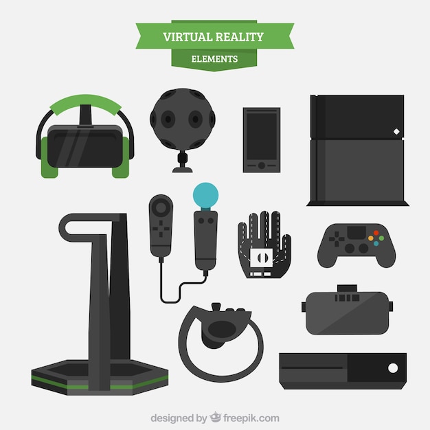 Vector Gratis peralatan realitas virtual dalam desain datar