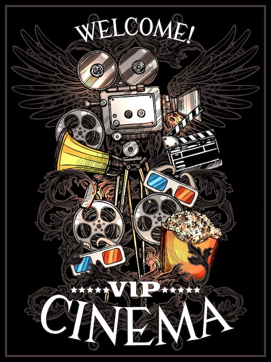 Vector Gratis poster bioskop doodle