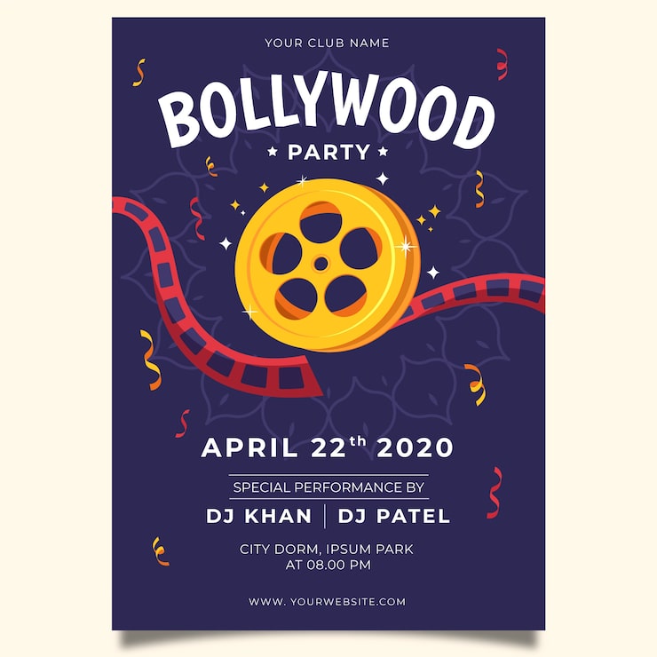 Vector Gratis poster pesta bollywood kreatif