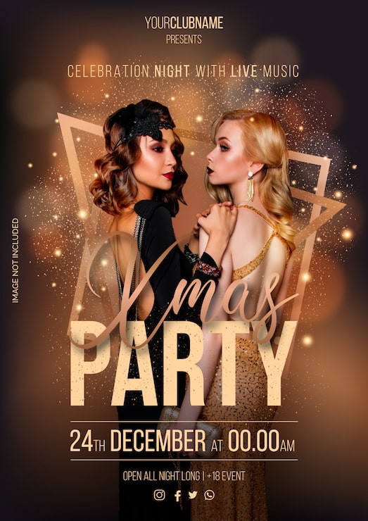 Vector Gratis poster pesta malam tahun baru siap cetak