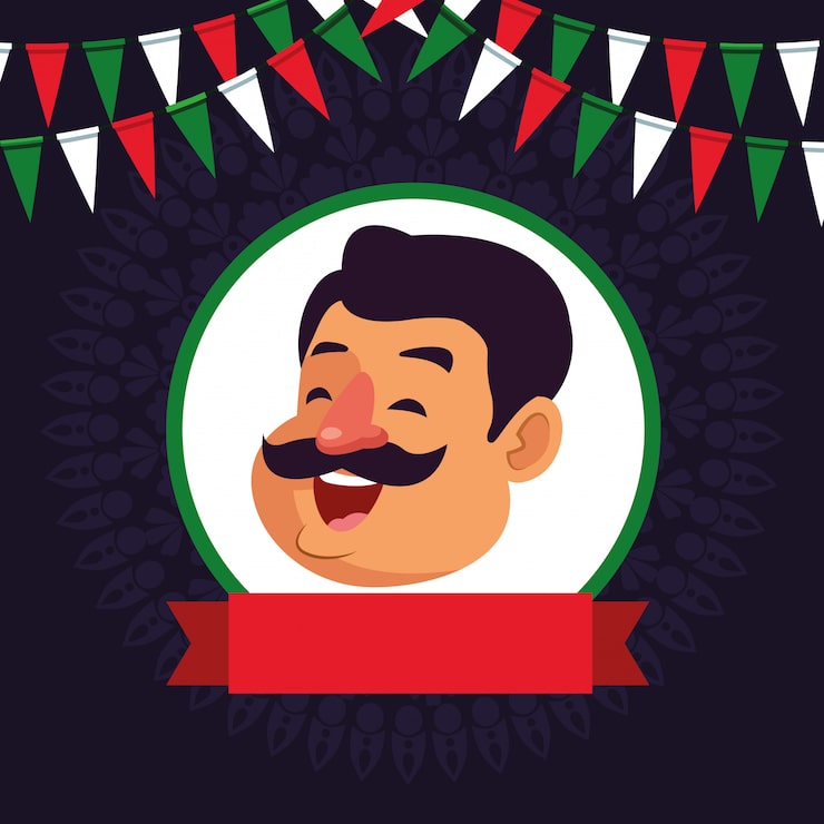 Vector Gratis pria berkumis dengan avatar karakter kartun