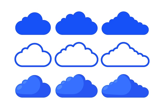 Vector Gratis set awan tiga gaya