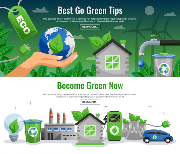 Vector Gratis set banner ekologi