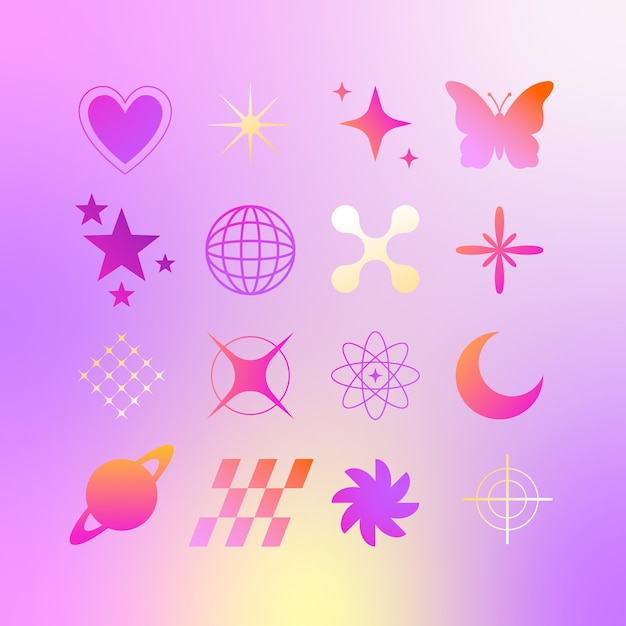 Vector Gratis set elemen gradien y2k