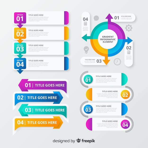 Vector Gratis set elemen infografis gradien
