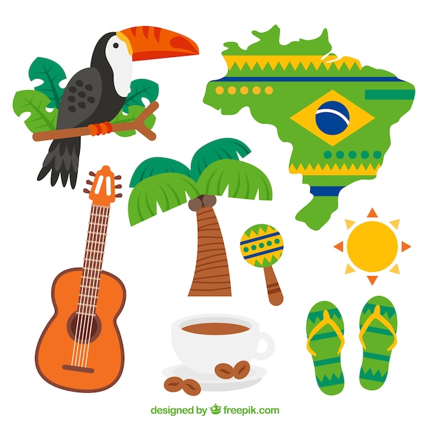 Vector Gratis set elemen karnaval brasil