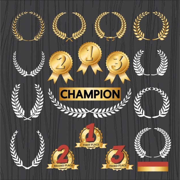 Vector Gratis set emblem juara