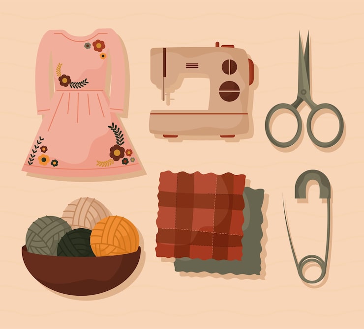 Vector Gratis set enam ikon bordir