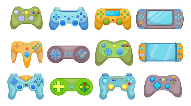 Vector Gratis set gambar datar pengontrol video game kreatif