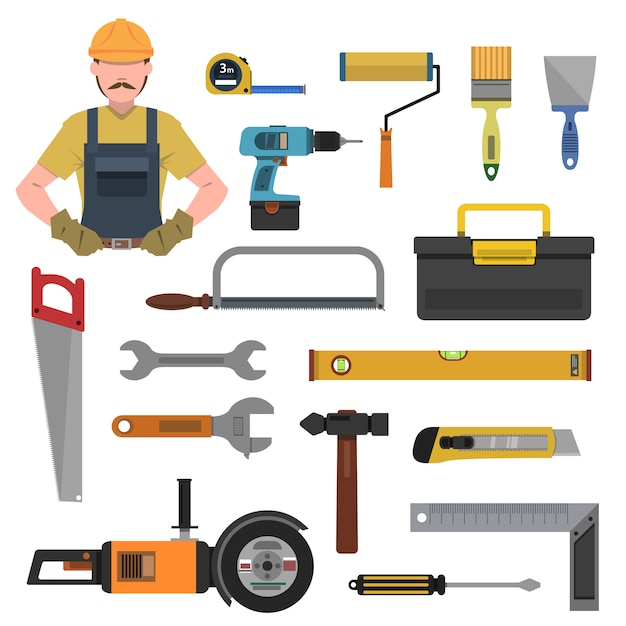 Vector Gratis set ikon flat peralatan