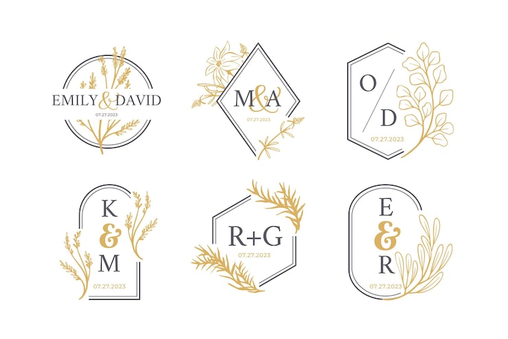 Vector Gratis set logo monogram pernikahan