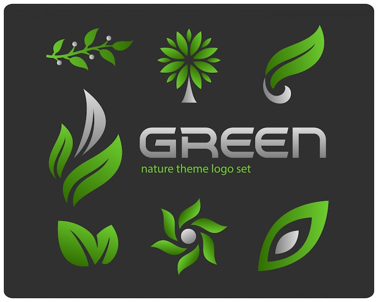 Vector Gratis set logo tema alam hijau
