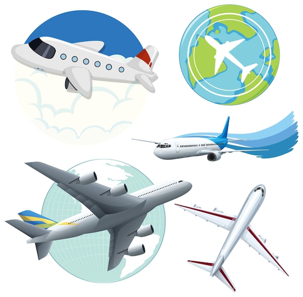 Vector Gratis set pesawat yang berbeda