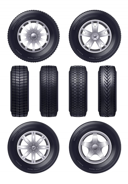 Vector Gratis set roda mobil realistis