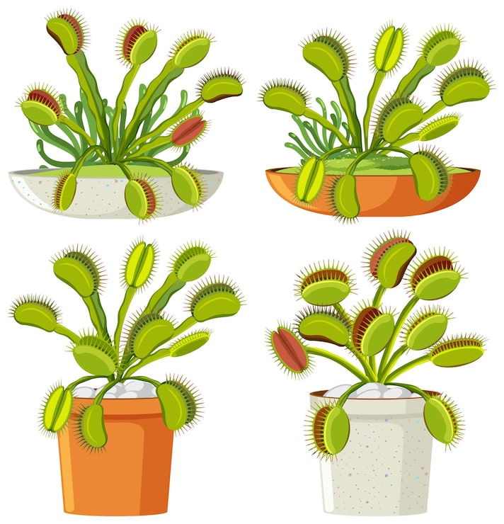 Vector Gratis set tanaman venus flytrap terisolasi