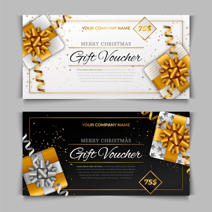 Vector Gratis set templat voucher hadiah emas
