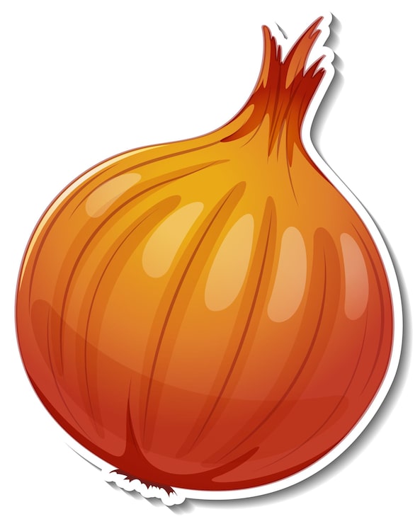 Vector Gratis stiker bawang pada latar belakang putih