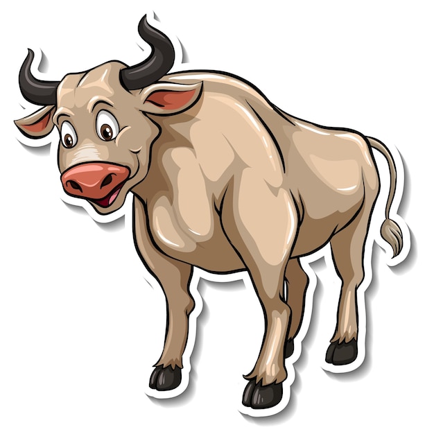 Vector Gratis stiker hewan kartun sapi yang lucu