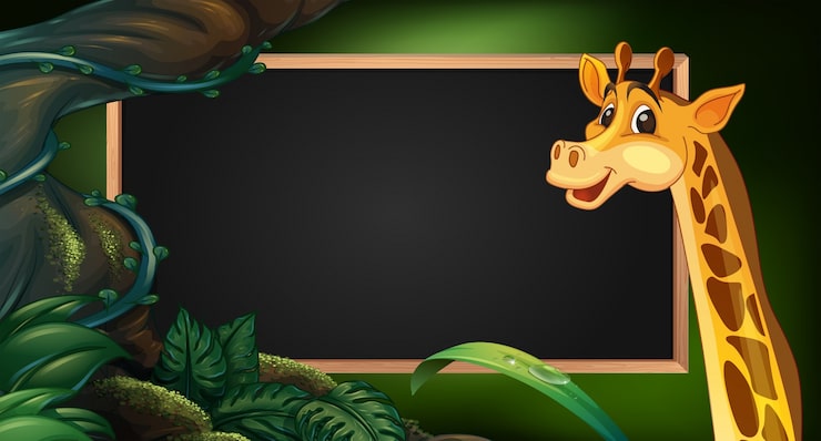 Vector Gratis templat bingkai dengan jerapah liar