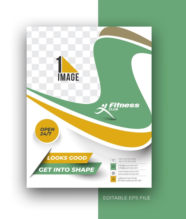 Vector Gratis templat desain poster selebaran brosur a4 klub kebugaran.