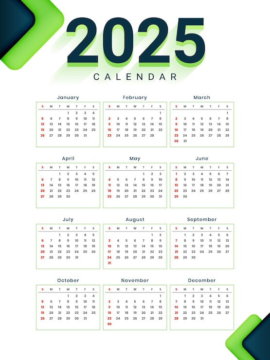 Vector Gratis templat kalender tahunan 2025 desain yang dapat dicetak