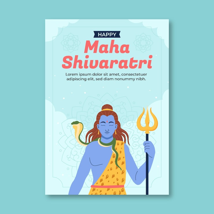 Vector Gratis templat kartu ucapan maha shivaratri datar