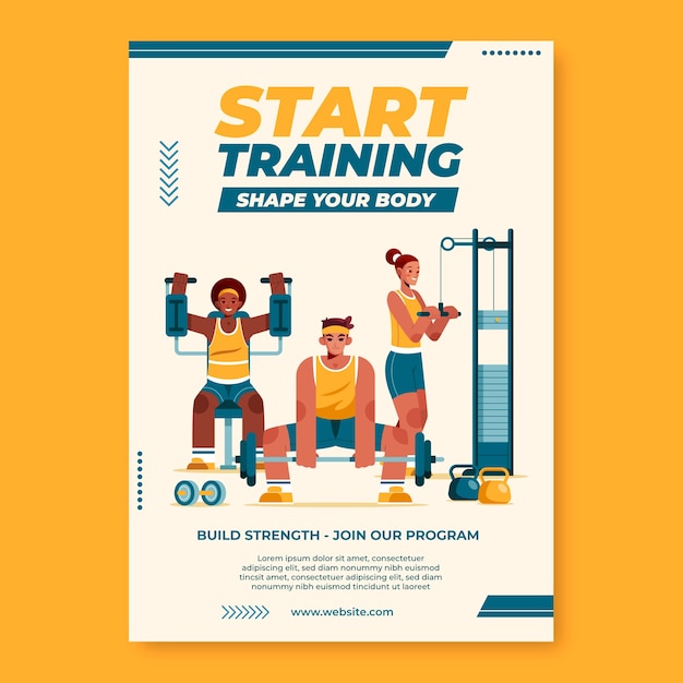 Vector Gratis templat poster gym datar