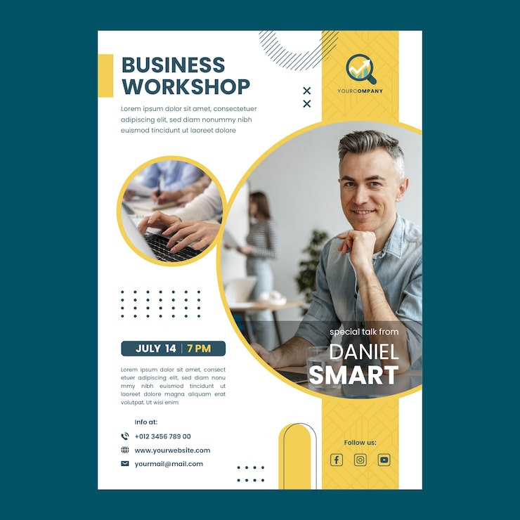 Vector Gratis templat poster lokakarya bisnis desain datar
