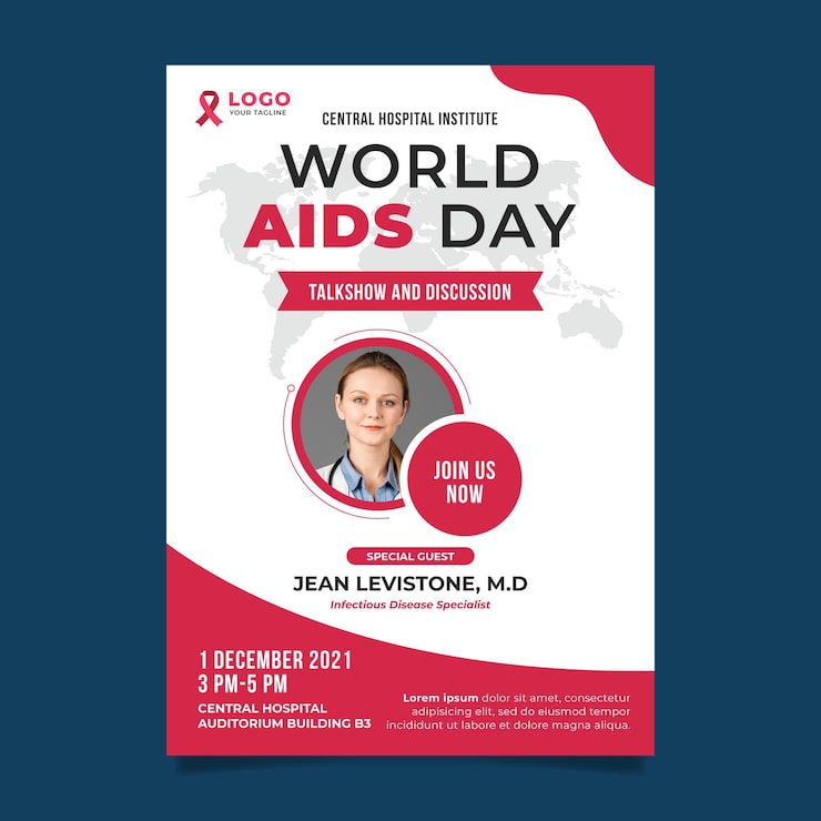 Vector Gratis templat poster vertikal hari aids dunia datar