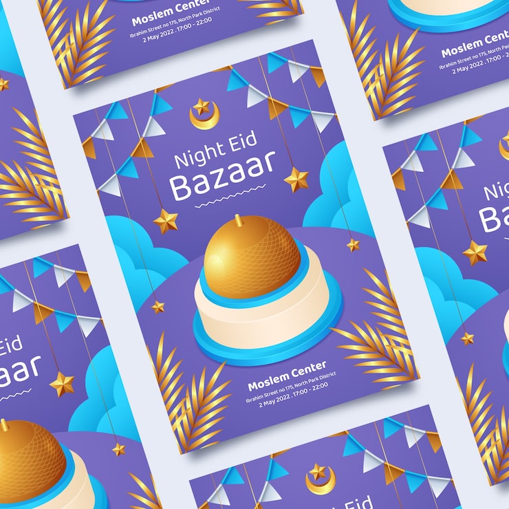 Vector Gratis templat poster vertikal idul fitri realistis
