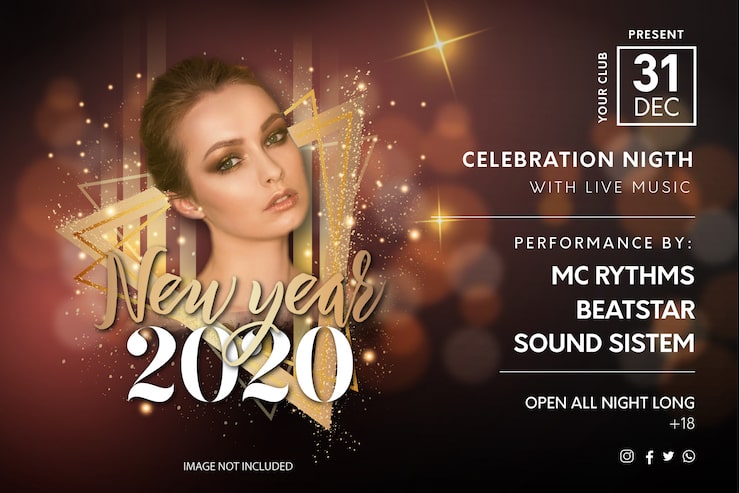 Vector Gratis template flyer pesta malam tahun baru yang elegan